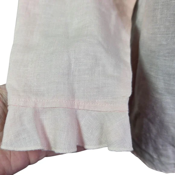 Rosanna Soft Pink 100% Linen Top With Pearl Buttons Size 14 - Picture 4 of 6